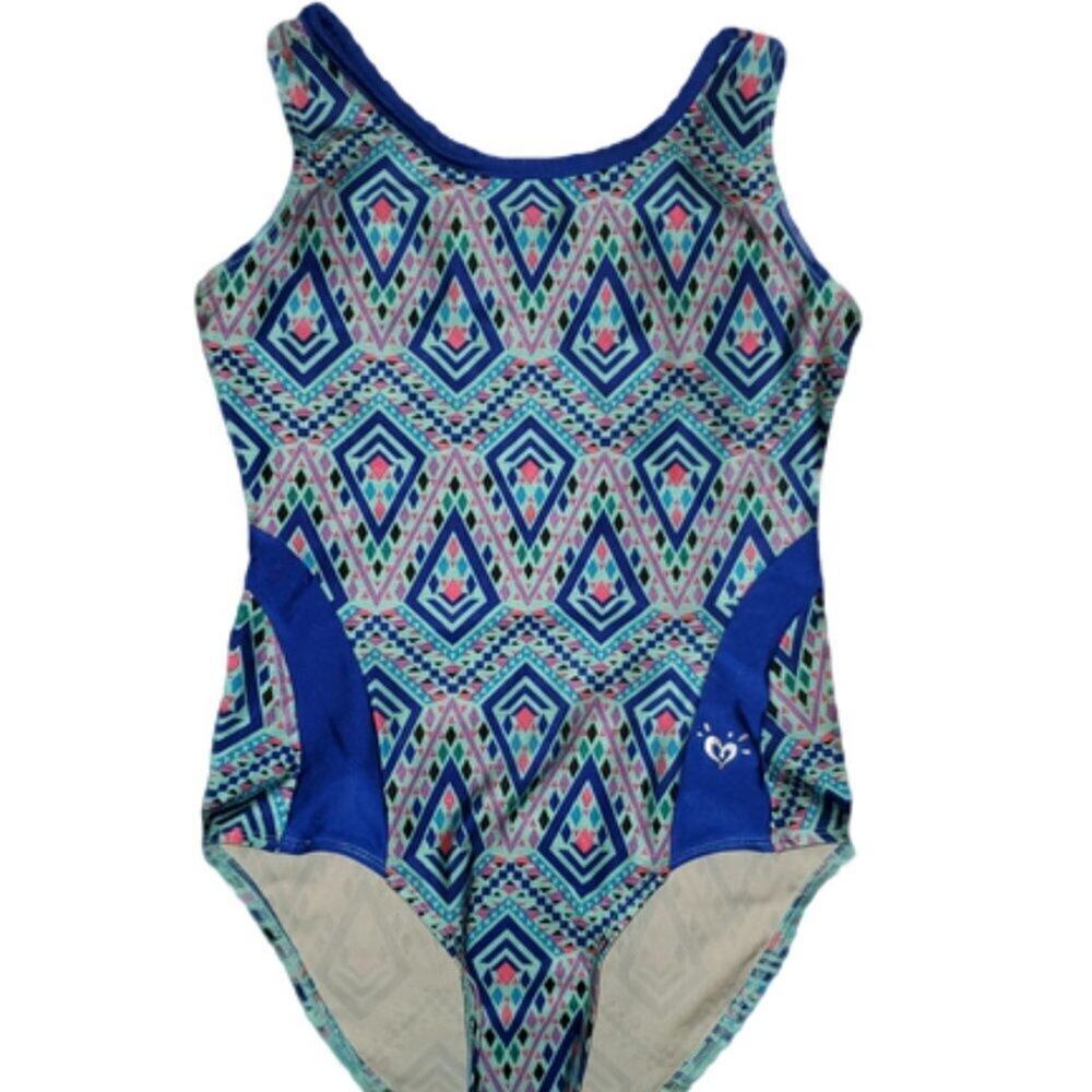 Justice Tribal Blue Print Swimsuit || sz10